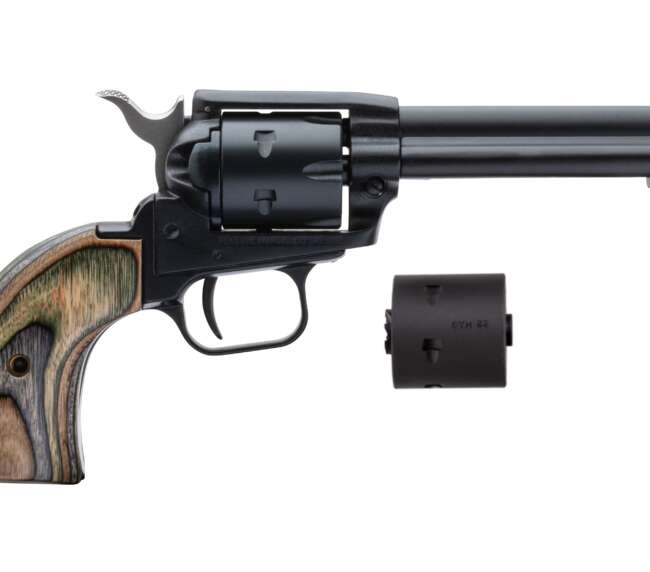 HERITAGE MANUFACTURING 22LR/22M BLK/CAMO LAM 4.75" FS