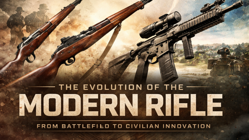Evolution of the modern rifle from early bolt-action to modern modular sporting rifle platforms