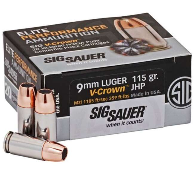 SIG 9MM 115GR V-CROWN 365 20RD