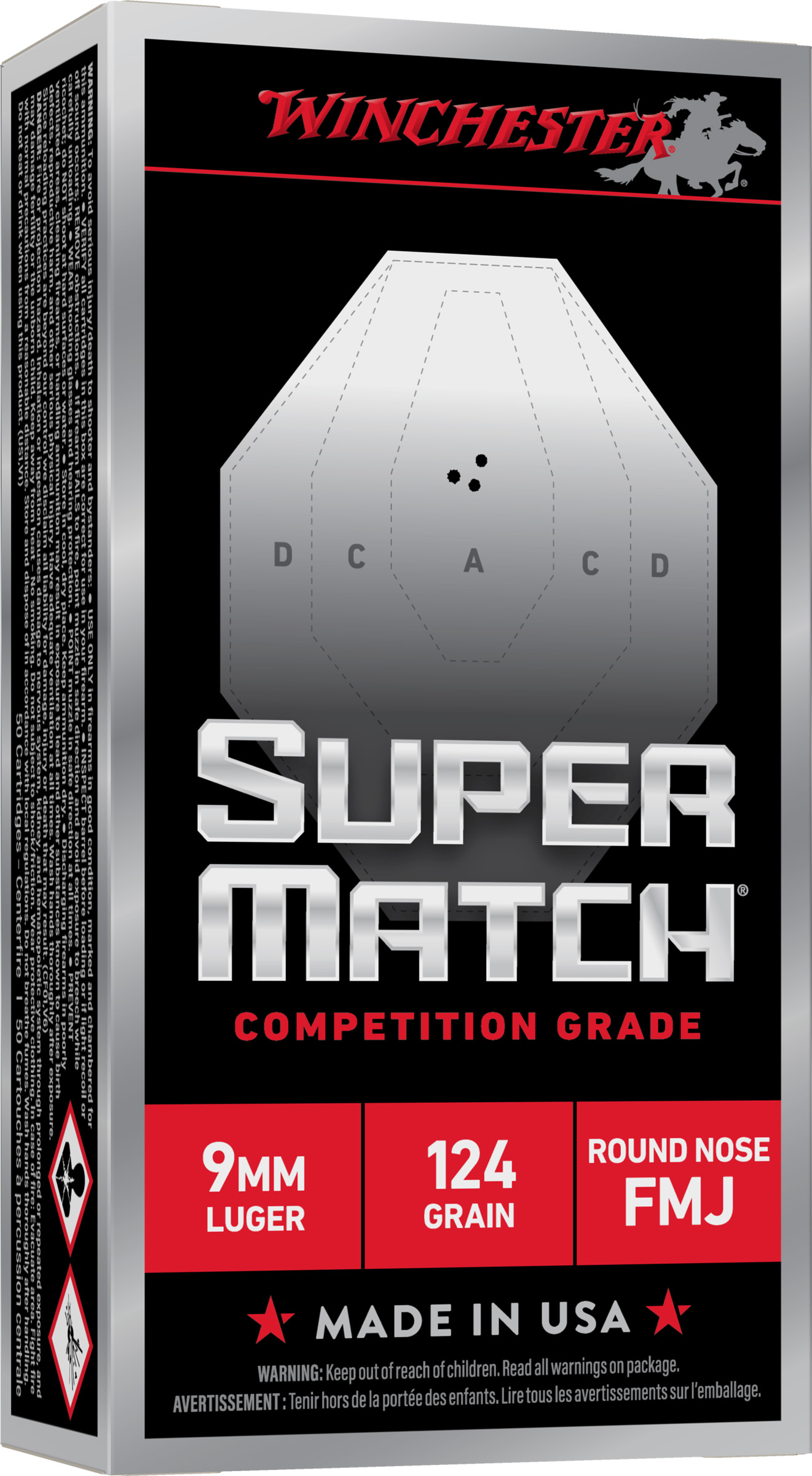 WIN 9MM 124GR MATCH FMJ RN 50